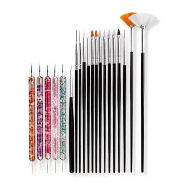 Imagem de Kit 15 Pincéis + 5 Boleadores Duas Pontas Decoração de Unhas