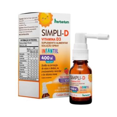 Imagem de Herbarium – Simpli-D 400 UI Spray Sublingual 10ml | Vitamina D3 com Sabor Morango | Suplemento Infantil para Imunidade e Desenvolvimento Ósseo a Partir de 6 Meses