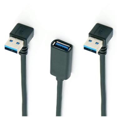 Imagem de ALINNA 90 Degree USB 3.0 Extension Cable, Black USB 3.0 Male to Female Extender Cord 30cm (Down Angle + Down Angle)