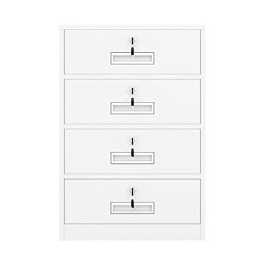 Imagem de Armário de arquivo para escritório doméstico com 4 gavetas com trava, 38 cm de profundidade sob a mesa, armário de arquivo de metal para tamanho legal/carta, 64 cm de altura para armazenamento de