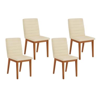 Imagem de Cadeira Sala de Jantar Sofia Kit 4 un Ipe/Linho Neve - DJ Móveis