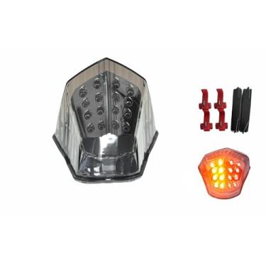 Imagem de Adequado para Yamaha 2009-2017 FZ6R; 2009-2017 XJ6F Diversion F/ABS; XJ6N XJ6-N (Naked)/ABS; XJ6S Diversion (S-TYPE)/ABS; Luz traseira de freio de LED + indicadores de seta integrados (moke)