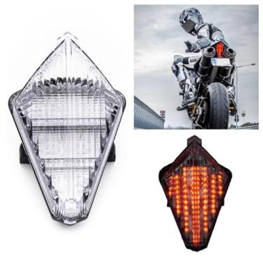 Imagem de Adequado para Yamaha 2007-2008 YZYR1; 2012-2016 XP500 T-MAX 530; 4C8-84710-10-00; luz traseira de freio da lâmpada traseira + Idicador de seta integrado (transparente)