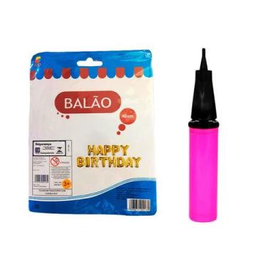 Imagem de Kit 1 Bomba De Encher Bexiga +  1 Balão Happy Birthday