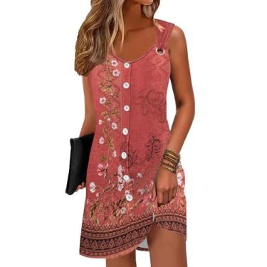 Imagem de Vestido ETCYY Sun para mulheres 2025, férias, praia, vermelho floral