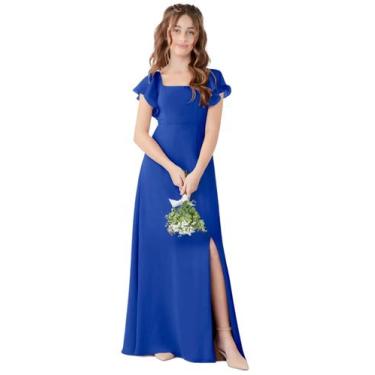 Imagem de Vestido de dama de honra Jirocum JR001 para meninas azul royal tamanho