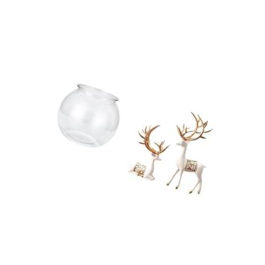 Imagem de IEUDNS Estátuas de Rena de Estilo Europeu, Artesanato Colecionável, Escultura de Veado para Aquário Pequeno, Ornamento Redondo Pequeno, Aquário, Tigela de Pe