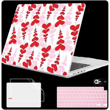 Imagem de Mektron Capa para MacBook Pro 14 polegadas 2024 2023 2021 modelo M4 A3112 A3401 A3185 M3 A2918 A2992 M2 A2779 M1A2442 Pro/Max, capa rígida de plástico para MacBook Pro 35.6 cm, onda de coração