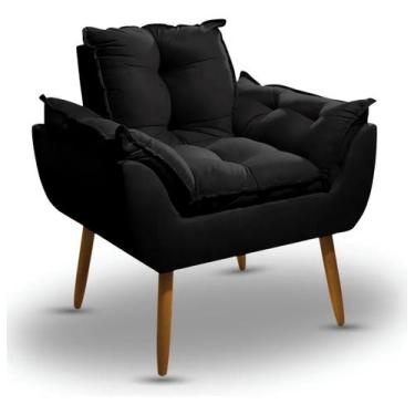 Imagem de Poltrona Opala Decorativa Preta Ideal Sala de Estar Recepção - Aurum D