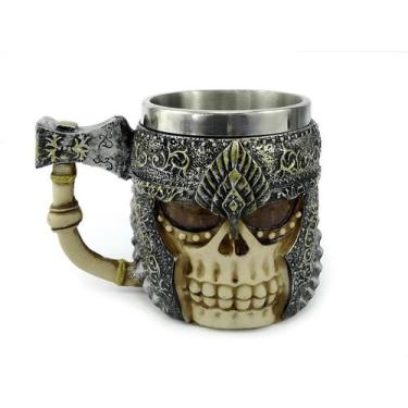 Imagem de Caneca Caveira Medieval 400Ml Com Alça De Machado - Negocio de genio