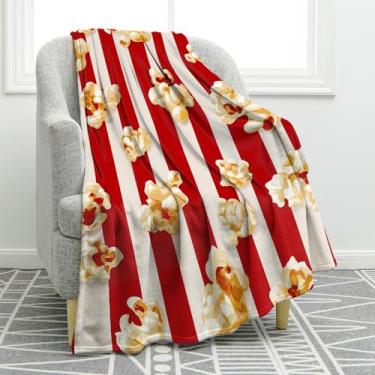 Imagem de Jekeno Cobertor com tema de pipoca de filme, presentes para mulheres, homens, meninas, meninos, adultos, crianças, aniversário, Natal, para família, sala de cinema, sala de teatro, sofá, decoração de