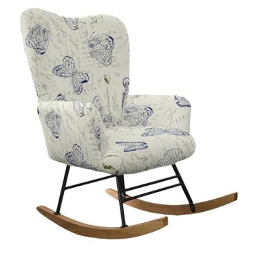 Imagem de KRFOONN Capa elástica para cadeira de balanço para berçário, estampada, planador, moderno, capa reclinável, poltrona, protetor de móveis para sala de estar, quarto, escritório, cadeira de leitura, 17