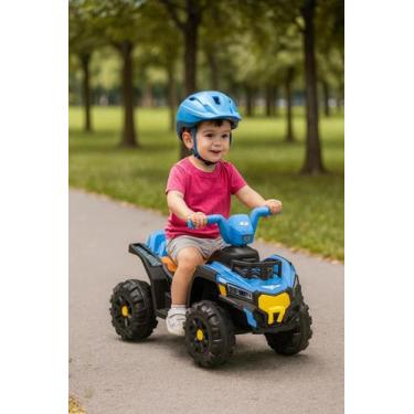 Imagem de Carrinho Infantil Quadriciclo Elétrico 6V Azul Bateria Recarregável Se