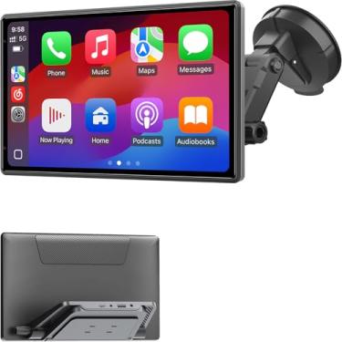 Imagem de Eoyaa Tela CarPlay sem fio para carro – painel portátil de 22.9 cm HD IPS com suporte de sucção mais forte, Android Auto, navegação GPS, Bluetooth, viva-voz, Airplay, MirrorCast, serve para a maioria