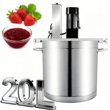 Imagem de Misturador elétrico para geleias, misturador automático de 20 l/25 l, misturador automático de aço inoxidável com raspador de mistura de 4 lâminas, para sopa, molho de pimenta, bebida, geleia, mi