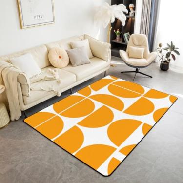 Imagem de Erosebridal Tapete de área de meados do século, laranja, retrô, para sala de estar, 1,80 m x 1,28 m, arte moderna colorida, geométrico, decorativo, estético, abstrato, decoração de quarto, tapete de