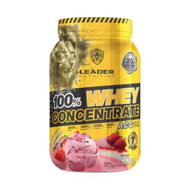 Imagem de Leader Nutrition 100% Whey Concentrate ACG, Suplemento Proteico em Pó, 900g, 30 Porções, 20g Proteína, 4 Sabores, Para Ganho Muscular (900g, Morango)