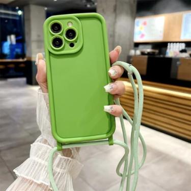 Imagem de Capa de celular para iPhone 14, 13, 15, 16 Pro Max, 16e, 12, 11 X, Xr, Xs, 7, 8 Plus, transversal, alça ajustável, corda, capa macia (para iPhone 7Plus (8Plus)/verde)