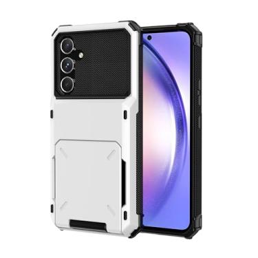 Imagem de SORAKA Capa para Samsung Galaxy A54 5G com porta-cartões Capa para carteira Samsung Galaxy A54 5G Capa PC TPU 2 em 1 de camada dupla Capa à prova de choque com capacidade para 5 cartões