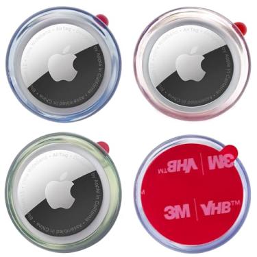 Imagem de echinff Pacote com 4 capas para Airtag, capa protetora com adesivo forte 3M compatível com etiquetas Apple Air para colar na TV, fones de ouvido remotos, mochilas, bagagem, laptop, câmera, bicicleta