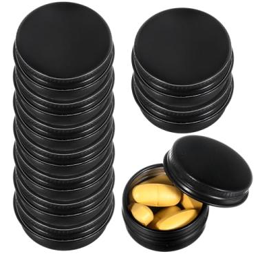 Imagem de ElevateTech Embalagem com 10 potes de alumínio recipientes de metal redondos de alumínio com tampas, tamanho de viagem, à prova de vazamento, frasco de amostra cosmético, recarregável, latas de pomada