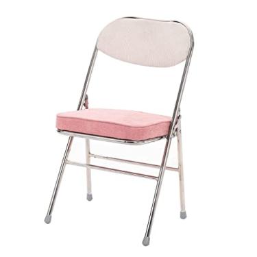Imagem de NEWCES Cadeira dobrável cadeira dobrável estofada com tecido de veludo cotelê assento de jantar acolchoado para cozinha casa quarto escritório cadeira de evento de reunião forte e resistente (cor: Si, tamanho: C)