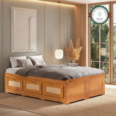 Imagem de Cama Casal 6 Gavetas Dreams Madeira Maciça Castanho R