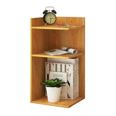 Imagem de NEWCES Estantes de livros de madeira estante de canto de três camadas estante de canto simples multifuncional rack de armazenamento estantes e prateleiras de livros (cor: branco, tamanho: a)