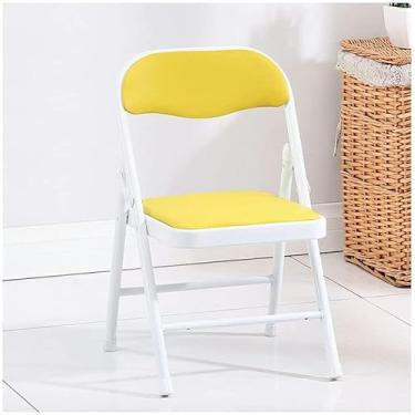 Imagem de NEWCES Cadeira dobrável cadeira dobrável estofada assento de jantar acolchoado portátil sem braço para sala de estar interior quarto de meninas cadeira de evento forte e resistente (cor: ou, tamanho: 21 polegadas)