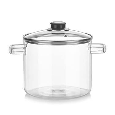 Imagem de Panela de sopa Panela de grande capacidade Fogão elétrico de cerâmica Panela de cozinha Macarrão instantâneo Panela de sopa doméstica Panela de sopa refogada com tampa Panela de vidro de orelha dupla