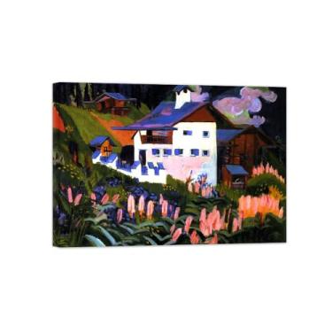 Imagem de Paisagem Abstrata Pôster Famosas Pinturas-Reprodução em Tela-Imagem Decoração Sala de Estar(House in Meadow) 50x70cm-19x27in Tela Embrulhada