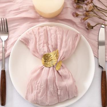 Imagem de Jimtx Pacote com 50 guardanapos de gaze rosa empoeirado lavável outono reutilizável conjunto de 50 guardanapos de pano a granel 50 x 53 centímetros para casamento, bebê, chá de panela, festa de