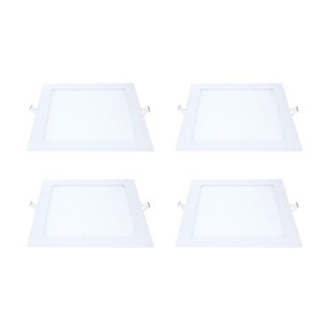 Imagem de Kit 4 Painel Led Embutir Quadrado Luz Neutra 4000K 18W 22Cm