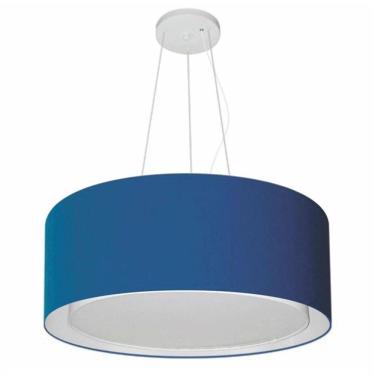 Imagem de Lustre Pendente Cilíndrico Duplo Md-4124 Cúpula Em Tecido 50x25cm Azul Marinho - Bivolt