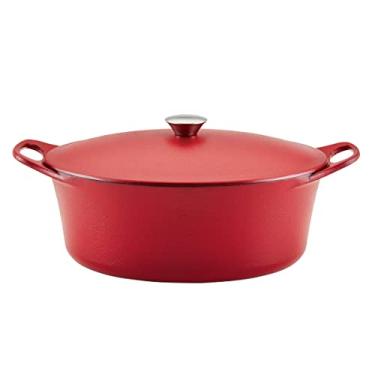 Imagem de Rachael Ray Forno holandês de ferro fundido resistente à ferrugem, 6,5 litros, vermelho