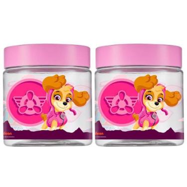 Imagem de Kit 2 Pote Infantil 550ml Patrulha Canina Lanches Biscoitos - Bandeira