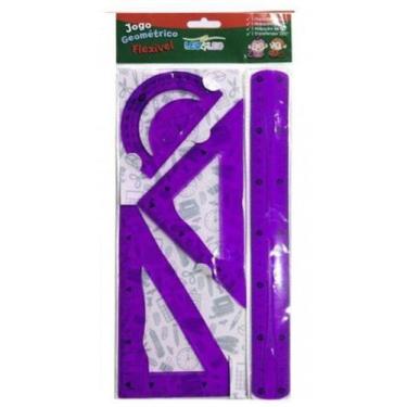 Imagem de Kit Geométrico De Réguas Flexível Com 4 Peças Escolar - Leo&Leo , Roxo