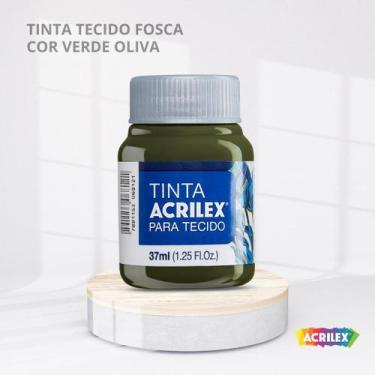 Imagem de Tinta para tecido fosca com 37ml cor verde oliva - ACRILEX
