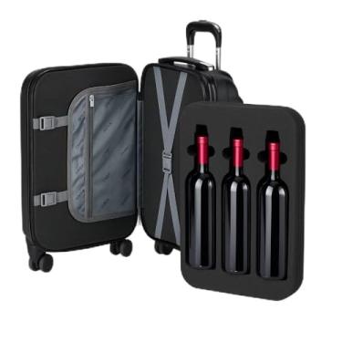 Imagem de Mala Para Transportar 6 Garrafas Vinho Espuma Rodas 360 Alça