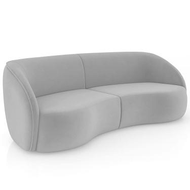 Imagem de Sofá 4 Lugares Para Sala Living Orgânico 288cm Eron M03 Veludo Cinza - Lyam Decor