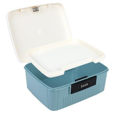 Imagem de TOWEBOORY Recipiente de armazenamento com fechadura, caixa organizadora de 6 litros, 2 camadas, 2 camadas, 24 x 19 x 19 cm, porta-malas ABS resistente para armazenar itens importantes, documentos ou