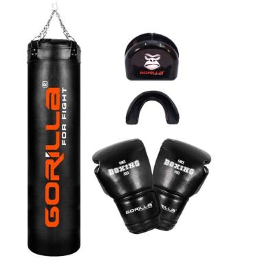Imagem de Saco De Pancada Profissional 180 Cm + Luva De Boxe 12 Oz Gorilla + Protetor Bucal Com Capinha-Unissex