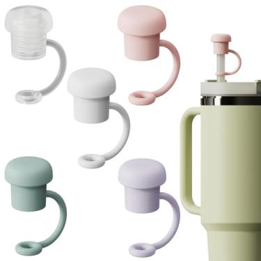 Imagem de vuicci 5 peças de tampas de canudo compatíveis com copos Stanley de 30 e 1,134 g, tamanho universal de 8 a 10 mm, tampas de canudos reutilizáveis à prova de poeira