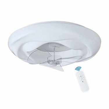 Imagem de Ventilador de teto LED 33W com iluminação e controle remoto, plafon silencioso regulável com lâmpada de ventilador de teto, ventiladores de teto silenciosos com luz e temporizador (branco, Ø
