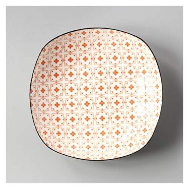 Imagem de Prato de serviço doméstico criativo utensílios de mesa frutas prato quadrado profundo bife ocidental prato de café da manhã pratos de personalidade (cor: D)