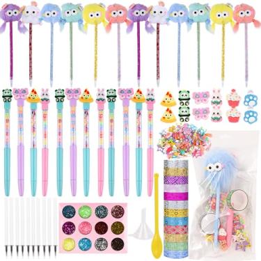 Imagem de Ulema DIY Pen Making Kit - Create 24 plush and Floating Pens, including Glitter, Beads, Charms, Tape, Comb, Art and Craftsmanship in one's Cute Set Birthday Christmas Gift Classroom Rewards.