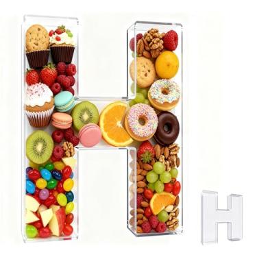 Imagem de Bandeja de charcutaria acrílica com alfabeto de 25,4 cm – recarregável, reutilizável, bandeja de servir para bolo e doces, decoração de festa de aniversário de aniversário (letra H)