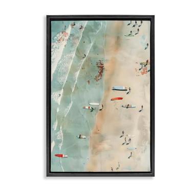 Imagem de Stupell Industries Scattered Surf Board Beach Black Framed Floater Canvas Wall Art, design by LSR Design Studio, 30 x 21