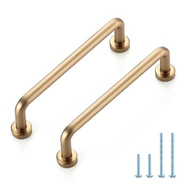 Imagem de JOY DECOR Puxadores de armário – Orifício central de 9,5 cm, bronze champanhe, pacote com 15, alças de armário de liga de zinco para gavetas e armários – ferragens de estilo vintage para cozinha