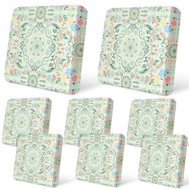 Imagem de pickyNproud 8 peças de capas de almofada de pátio elásticas para sofá ao ar livre, capas de substituição laváveis para móveis com parte inferior elástica para sofá e cadeira